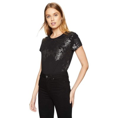 Lucky Brand Women's Floral Scoop Neck TEE in Lucky Black, L