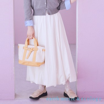 earth music&ecology 後腰鬆緊素面打摺氣球裙(01001353100)