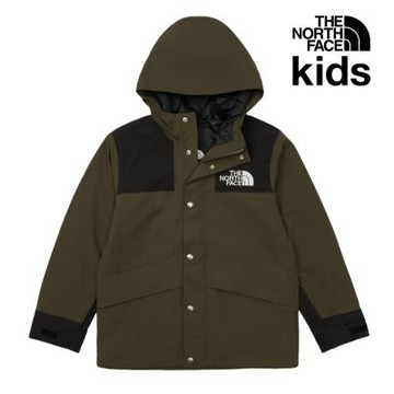 【The North Face 官方旗艦】 北面兒童綠黑拼接防水透氣舒適保暖連帽衝鋒衣｜899ABQW