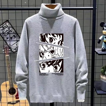 2023秋冬毛衣男士寬松ins潮流針織衫可翻高領加絨加厚保暖線衣服