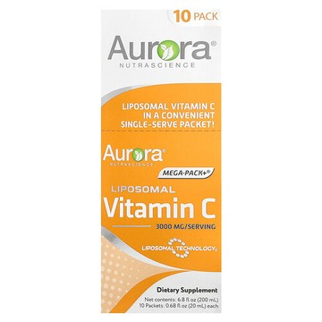Aurora Nutrascience, Mega-Pack+®，脂質體維生素 C，3,000 毫克，10 包，每包 0.68 液量盎司（20 毫升）