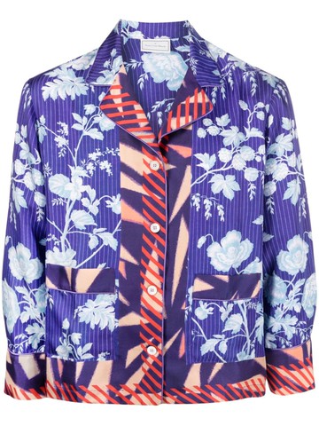 Pierre-Louis Mascia - floral-print silk shirt - unisex - Silk - S - Blue