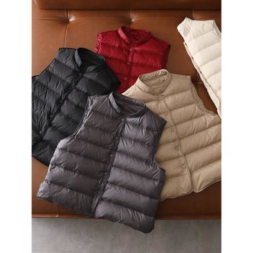 90白鴨絨羽絨馬甲女背心簡約時尚百搭內膽立領2024秋冬打底新款