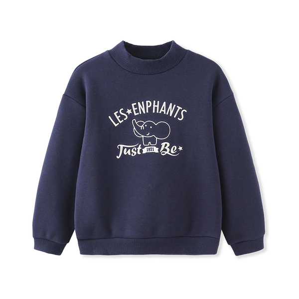 【麗嬰房】EASY輕鬆系列 小童小象logo長袖上衣-藏青色(86cm~130cm)