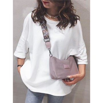 外出便攜小包包女斜挎包寬肩帶時尚防潑水輕便腋下包尼龍布小方包