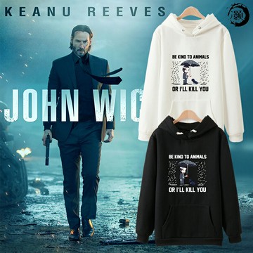 疾速追殺JohnWick基努殺神急速特攻秋冬男連帽棉潮流套頭加絨衣服