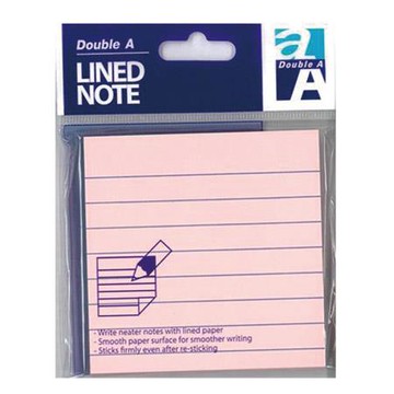 Double A便利貼/DASN17002/橫格/3x3/76x76mm/粉紅色/100張/本