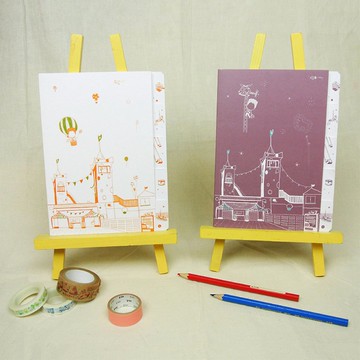 【微瑕三一折】無臉男的一日遊標籤分類筆記本2入紫橘隨機出貨