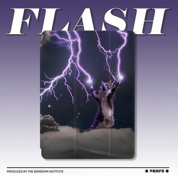 賽博復古小眾雷神小貓可愛插畫潮流閃電適用蘋果2022款iPadPro12.9/11三折保護殼air5/mini6防摔殼ipad10筆槽