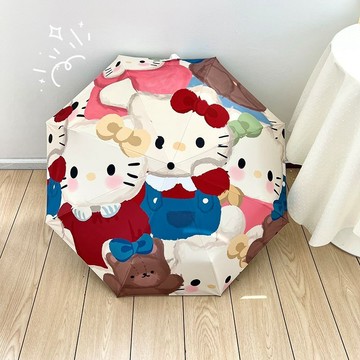 晴雨傘🎀 可愛簡約hellokitty雨傘女晴雨兩用自動遮陽傘防曬防紫外線太陽傘