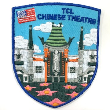 A-ONE 匯旺 地標造型刺繡 美國 中國戲院 熨燙貼布 7.5x6公分  藍色  1個