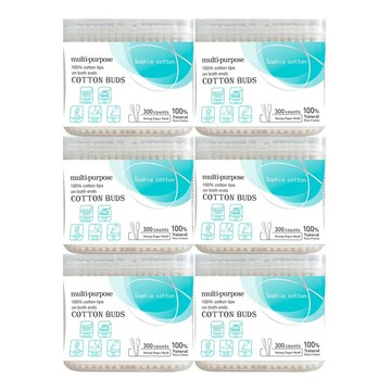 Sophia Cotton 紙軸棉花棒 300支 X 6入