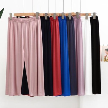 莫代爾睡褲女夏季寬松家居褲五分褲休閑運動冰絲涼感中褲薄七分褲