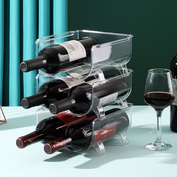 熱銷新品~居家家紅酒收納架家用塑料創意簡約啤酒飲料酒瓶冰箱置物架可疊加 雙11全館免運