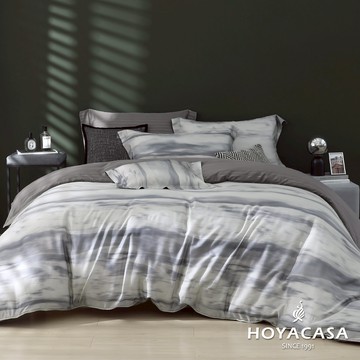 HOYACASA 60支銀纖維抗菌天絲兩用被床包組｜墨雲煙雨｜(雙人/加大/特大)