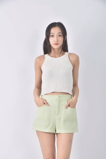 (S) 【禦姐薔尼私服】高腰小香風質感亮色綠色短褲