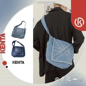 抽鬚水洗牛仔單肩包 休閒 單寧側背包 潮流風格 大容量 健太選物⋆˖°