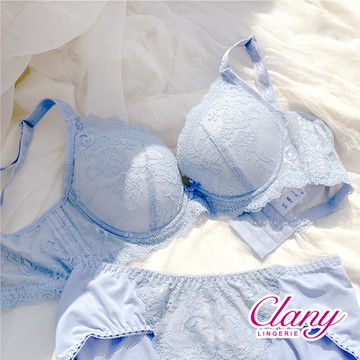 【Clany可蘭霓】澎然心動 石墨烯抑菌軟鋼圈集中包覆BCD罩杯蕾絲內衣 8063-51 藍色