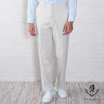 BARONECE 清新百搭棉麻平面休閒褲_米白色(110681-11)
