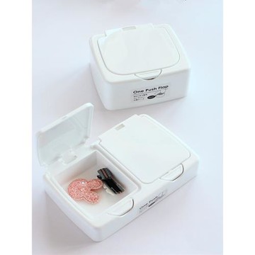 日本進口白色塑料收納盒 彈蓋收納盒 塑料小盒子 one push