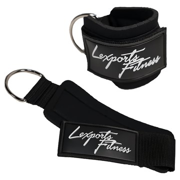 Lexports Fitness 勵動風潮 重量訓練 健身 腳踝綁帶 時尚黑 2入/組