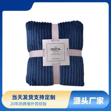 新款跨境現貨純色云貂絨抽條毛毯法蘭絨毯子加厚瑜伽蓋毯禮品毛毯