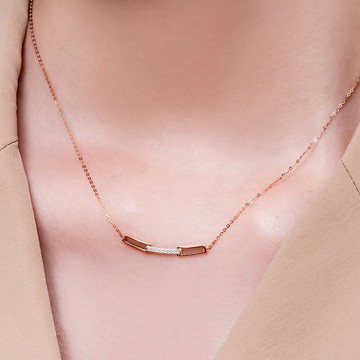 京華鑽石 天然鑽石 18K玫瑰金 共0.04克拉 追光 輕珠寶鑽石項鍊