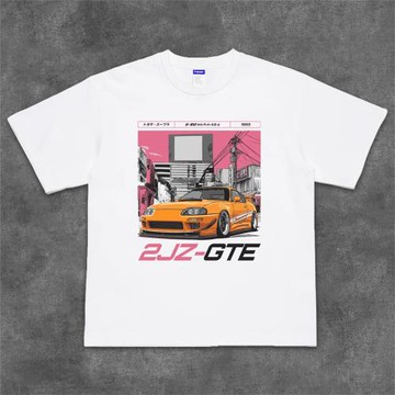 西海棧道短袖t恤衫汽車文化改裝車印花重磅純棉圓領半袖上衣tee