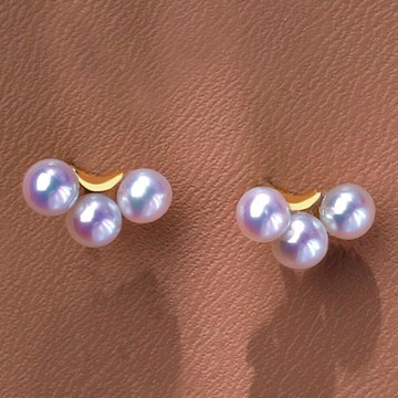 天然日本 Akoya 海水珍珠 耳環 天女級 18K黃金耳飾 多珠設計 精緻耳釘 優雅百搭 高級