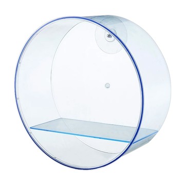 FAmILyLIFE 生活 無痕壁掛圓形展示盒 A-462-B 透明藍  1個  25.5 x 25.5 x 10.6cm