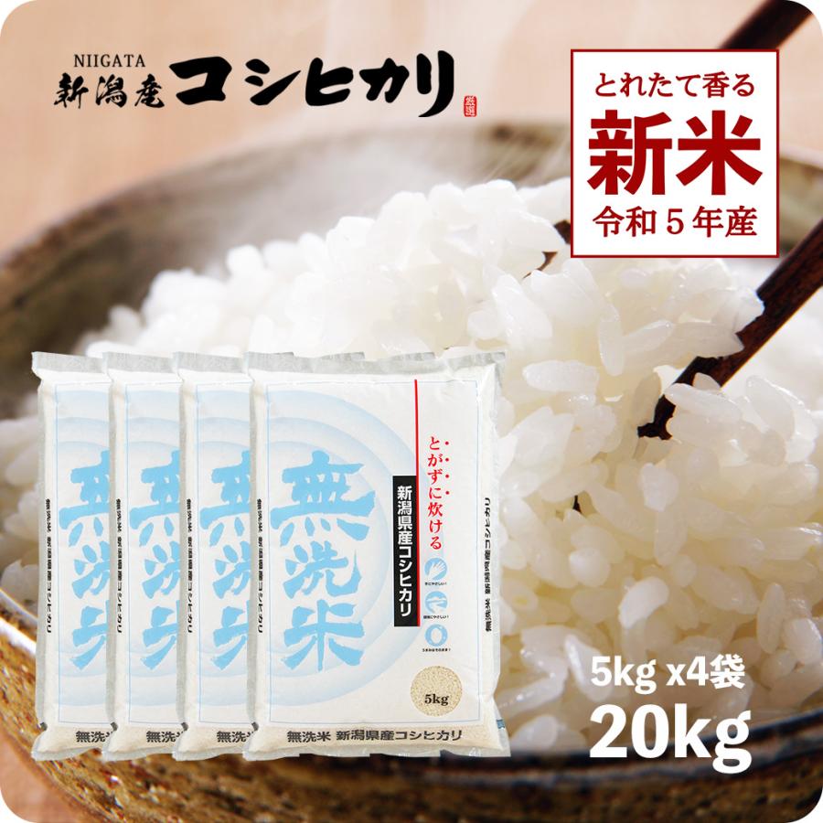 新米 20kg 新潟コシヒカリ （無洗米） お米 20キロ 令和5年産 送料無料