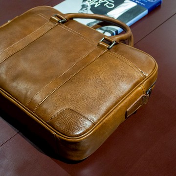 REGENT 15吋真皮公事包-淺棕 /15 inch Leather Briefcase - Tan
