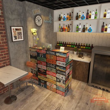 復古小型收銀臺酒吧簡約柜臺吧臺餐廳奶茶理發服裝店接待前臺復古