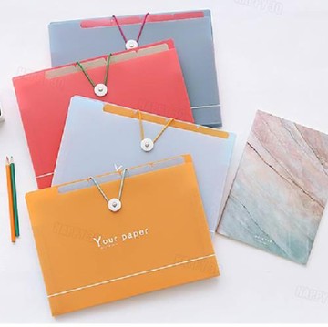 風琴夾文具夾簡約文件分類收納搭扣多層文件夾糖果色收納夾8入-多色【AAA3806】