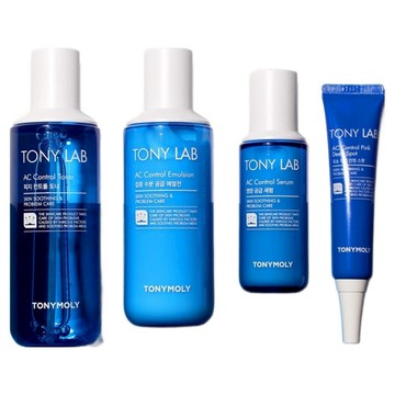 TONYMOLY TONY LAB AC控油淨痘化妝水乳4件組 肌膚舒緩護理  1組