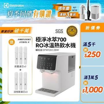 Electrolux 伊萊克斯 募資好評破千萬 極淨冰萃 RO冰溫熱飲水機(白) EPWF2KCZBW