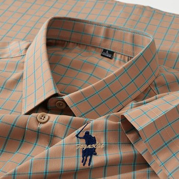 【新款熱賣】竹纖維襯衫男裝夏季男士短袖格子襯衫休閑中青年親膚透氣翻領襯衣