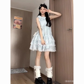 🎇可開發票✨甜美可愛法式連衣裙新款小個子蕾絲夏天甜美小裙子度假公主蓬蓬裙#免運