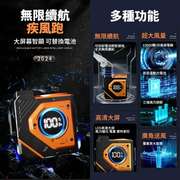 快樂購購❄黑科技掛腰風扇 便攜 掛腰風扇 可拆卸 獨立供電 特斯拉同款電芯 大風力戶外 露營風扇 24H超長續航 高功率