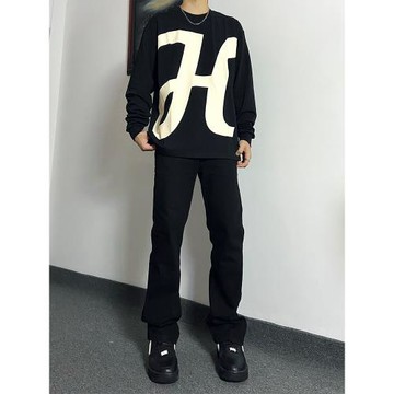 HELIPORT停機坪 H字母印花圓領衛衣男女同款寬松休閑長袖上衣