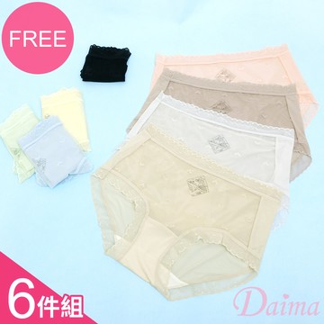 內褲 (6件組) 極輕薄網紗隱形蕾絲內褲#9616