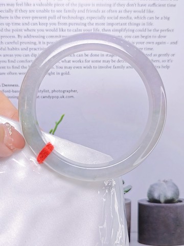 |仙女春彩|緬甸A貨翡翠淡冰粉紫春彩完美平安手鐲57.3