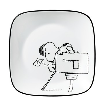 Corelle Brands 康寧餐具 方形早餐點心盤  6吋  SNOOPY 復刻黑白  1個