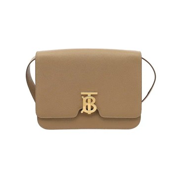 BURBERRY TB 標誌顆粒皮革方包斜背包 中號