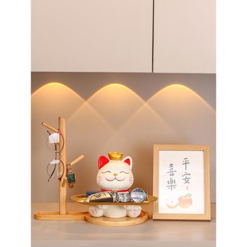 玄關入戶招財貓鑰匙收納擺件家居飾品餐邊柜輕奢高檔喬遷新居禮品