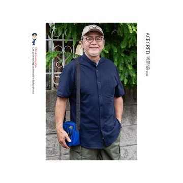 爸爸夏裝短袖襯衫男中老年純棉寬松大碼上衣老人爺爺夏季針織襯衣