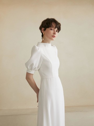 Dobby High Neck Dress