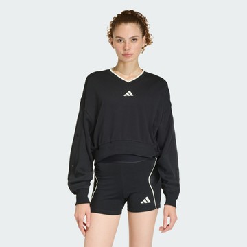 Adidas 愛迪達 W Sta Seas Cre KC4980 女 長袖上衣 休閒長袖 V領 黑 米 亞版