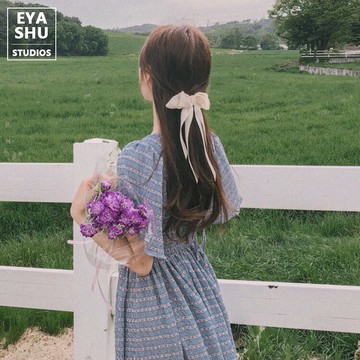韓國chic復古慵懶風寫真超仙少女心蝴蝶結雙飄帶發夾頂夾馬尾夾子