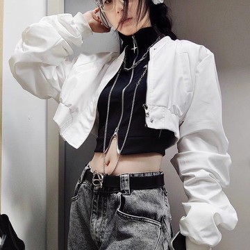 辣妹美式復古春秋夾克外套女 上衣夏天 設計感 百搭 新品 上衣女 甜酷港風顯瘦爆款洋氣百搭潮流上衣潮